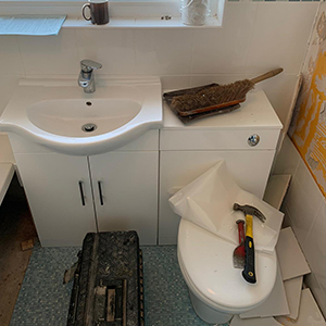 Basin and toilet